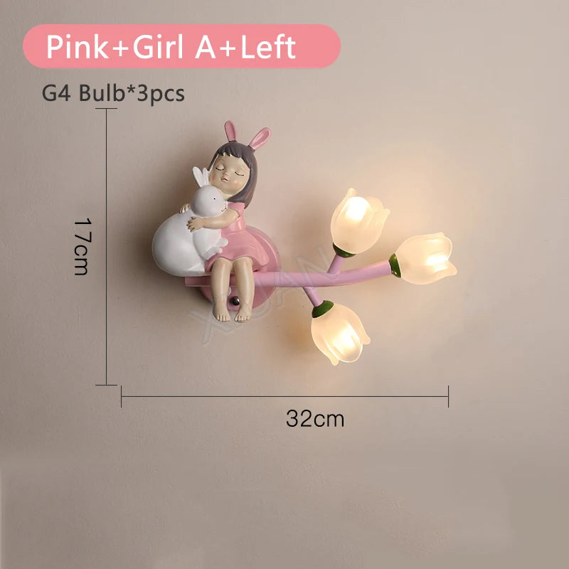 applique murale led g4 fille lapin fleur pour enfants - vue 21 sur 22