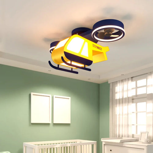 sandyha lampe led acrylique design hélicoptère dessin animé pour enfants - vue 3 sur 7