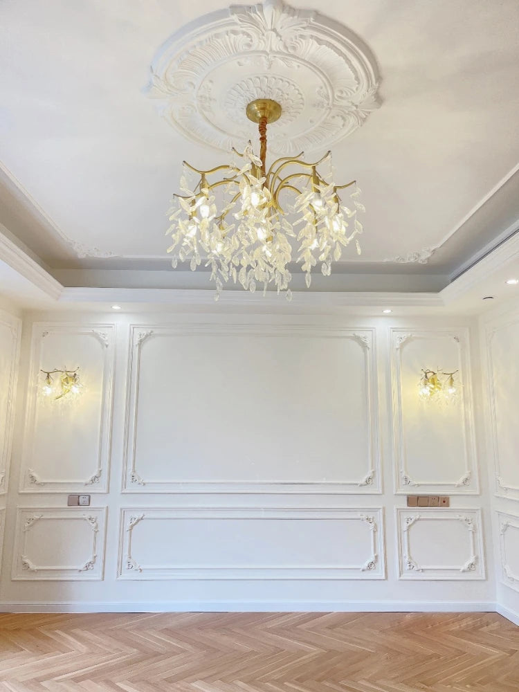 lustre en cristal rétro français style américain pour ambiance romantique - vue 3 sur 9