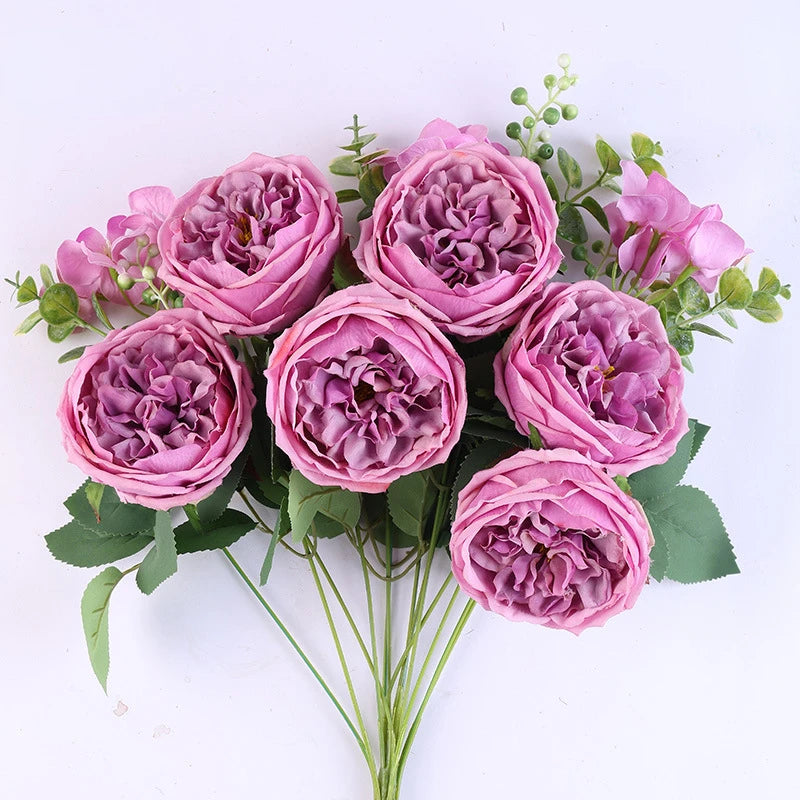 bouquet de roses artificielles en soie pour décoration intérieure - vue 16 sur 16