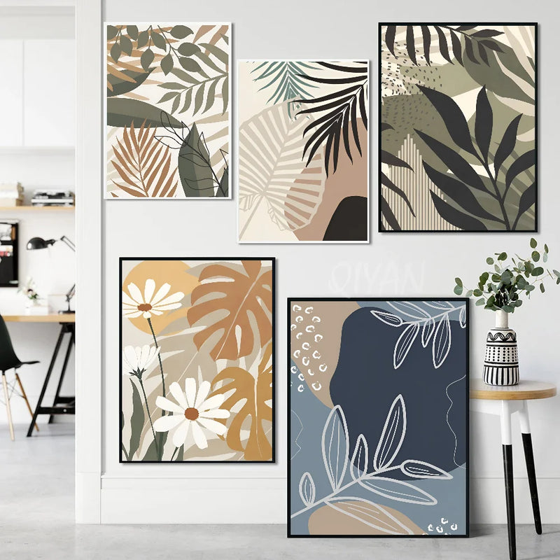 affiche artistique de feuilles de palmier pour décoration intérieure