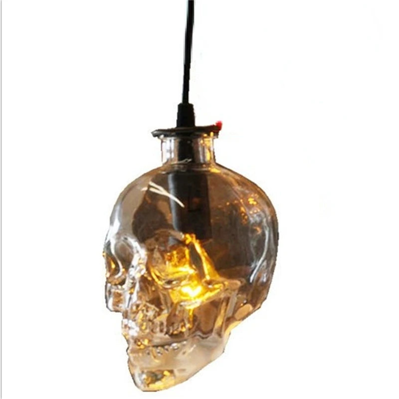 suspension loft américain rétro led crâne bouteille vin décoration café - vue 6 sur 9