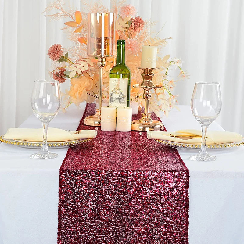 Chemin de table orange à paillettes décoration fête