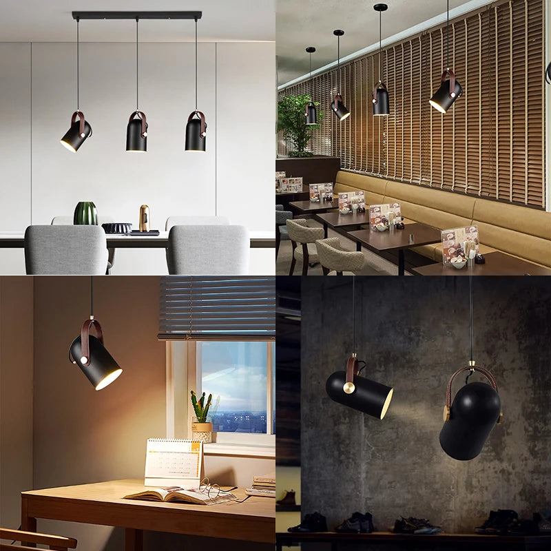 Suspension rotatives projecteurs modernes lampes suspendues en métal décor à la maison chambre salon salle à manger éclairage intérieur peinture en bois - vue 4 sur 12