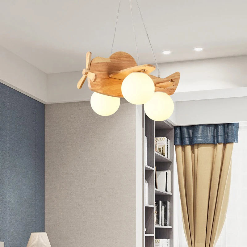 lustre en bois pour chambre d'enfant suspension décorative - vue 7 sur 15