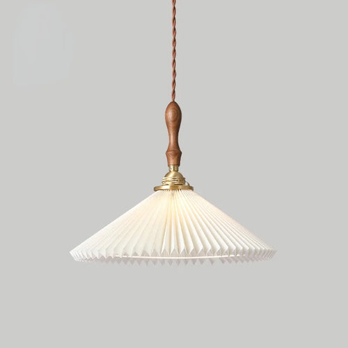 lustre plissé rétro japonais en noyer nordique pour intérieur - vue 3 sur 14
