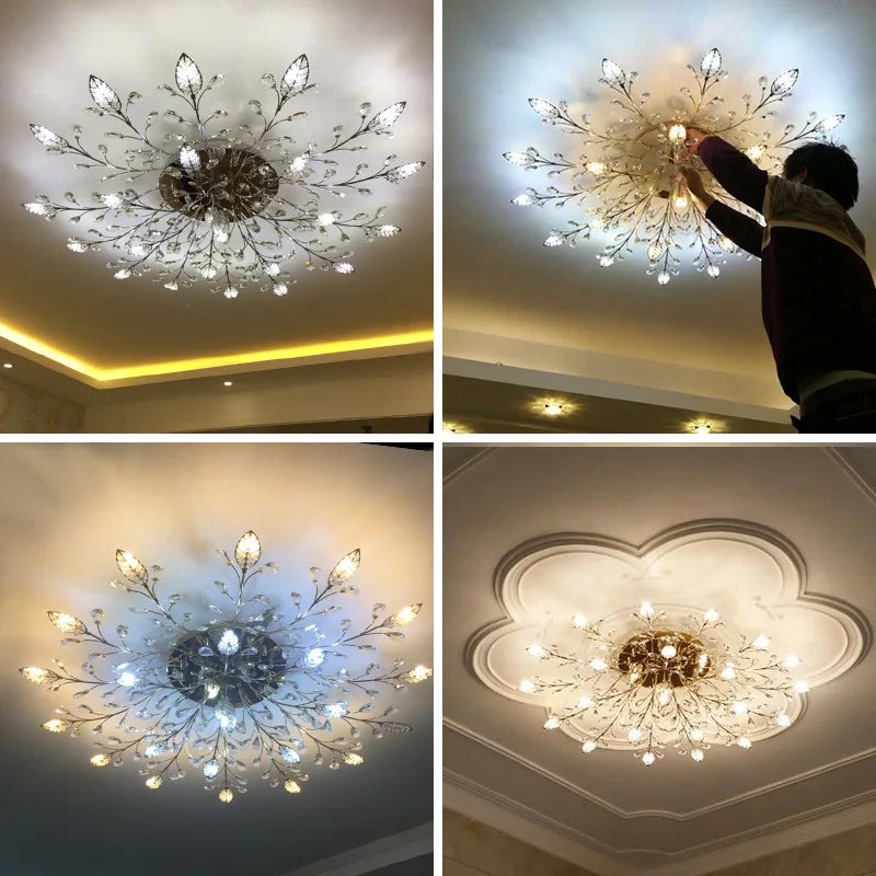 SANDYHA moderne nordique lustres de plafond lumière LED cristal salon salle à manger chambre luxe branche Lampara Techo Para Sala - vue 7 sur 18