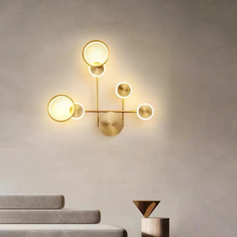 Applique murale design LED décoratif doré maison - vue 5 sur 9