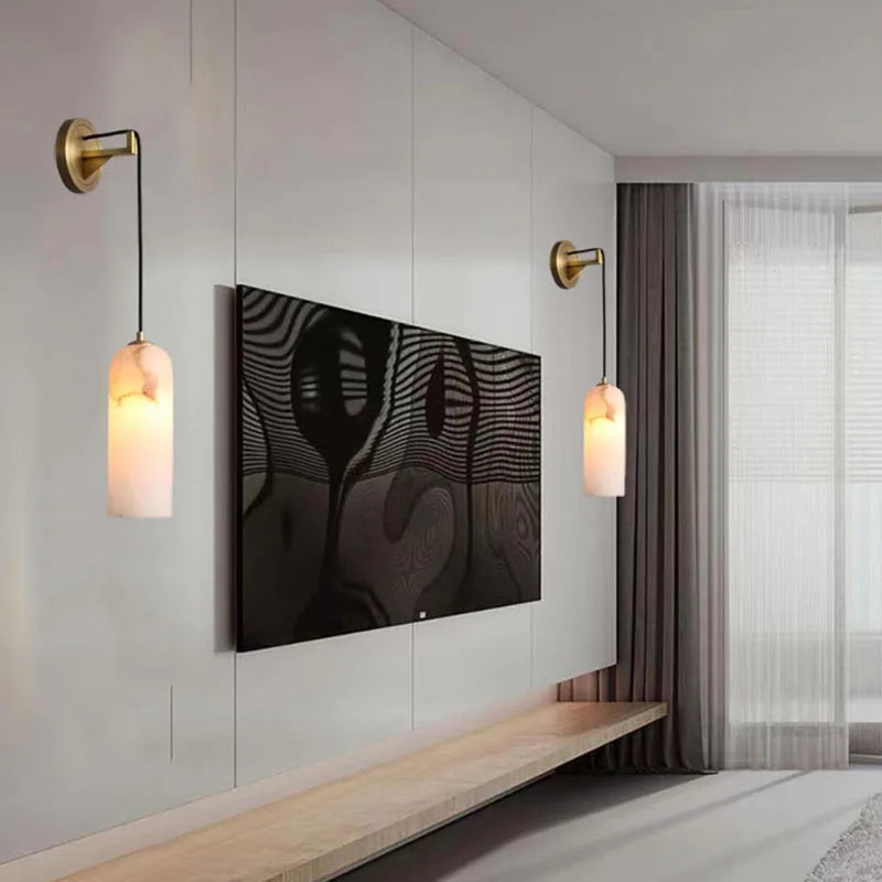 applique murale minimaliste en marbre naturel avec fil réglable - vue 4 sur 6