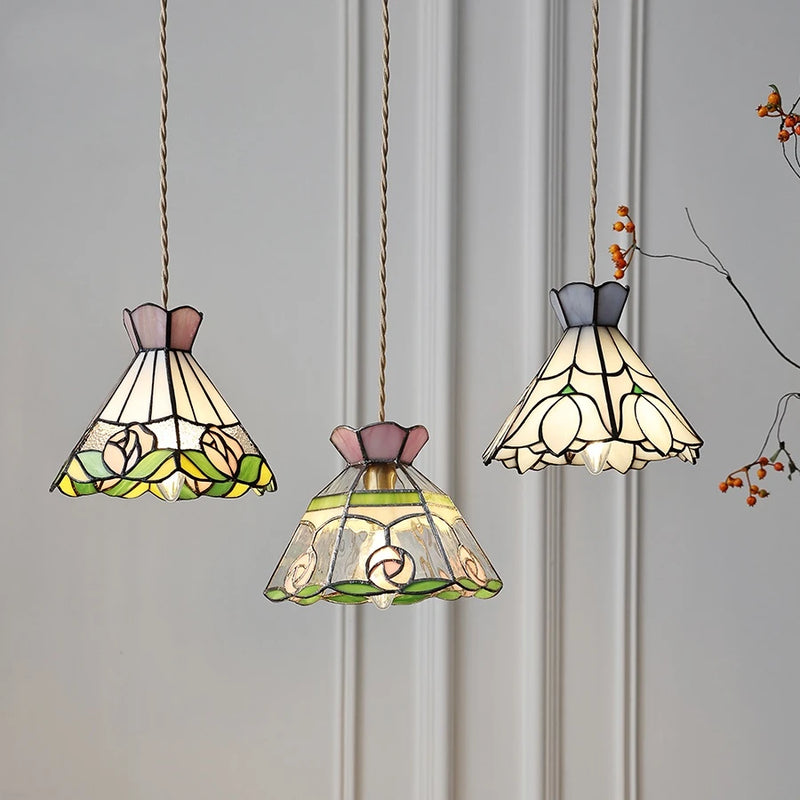 suspension fleur verre cuivre nordique moderne led iwhd europe syle