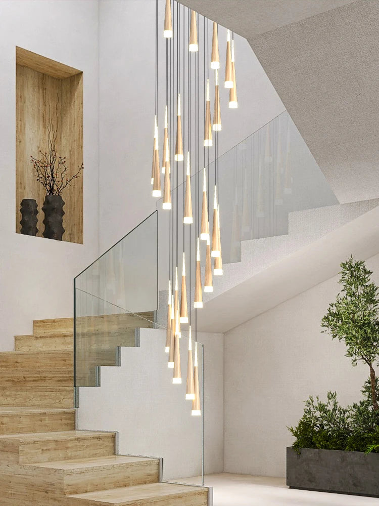 suspension led moderne pour escalier duplex nordique - vue 2 sur 12