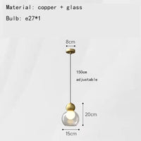 lampe suspendue en verre moderne pour décoration intérieure réglable