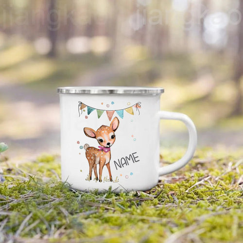Mug enfant personnalisé animal prénom style cartoon émail