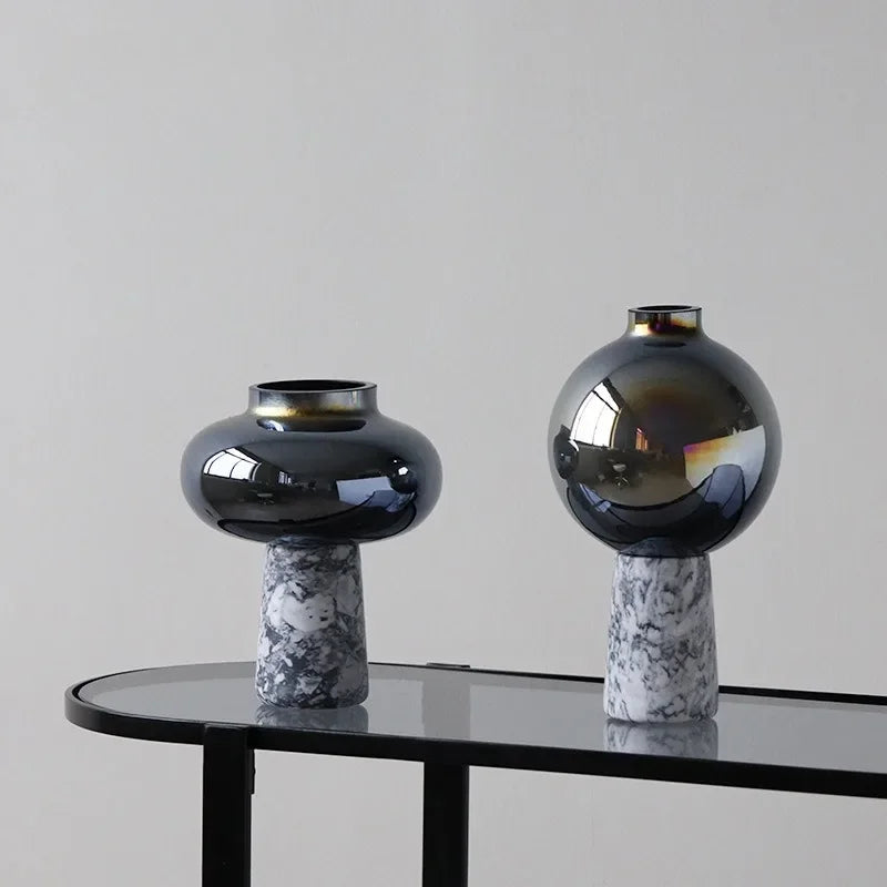 vase en verre marbré style chinois pour décoration intérieure élégante - vue 3 sur 8