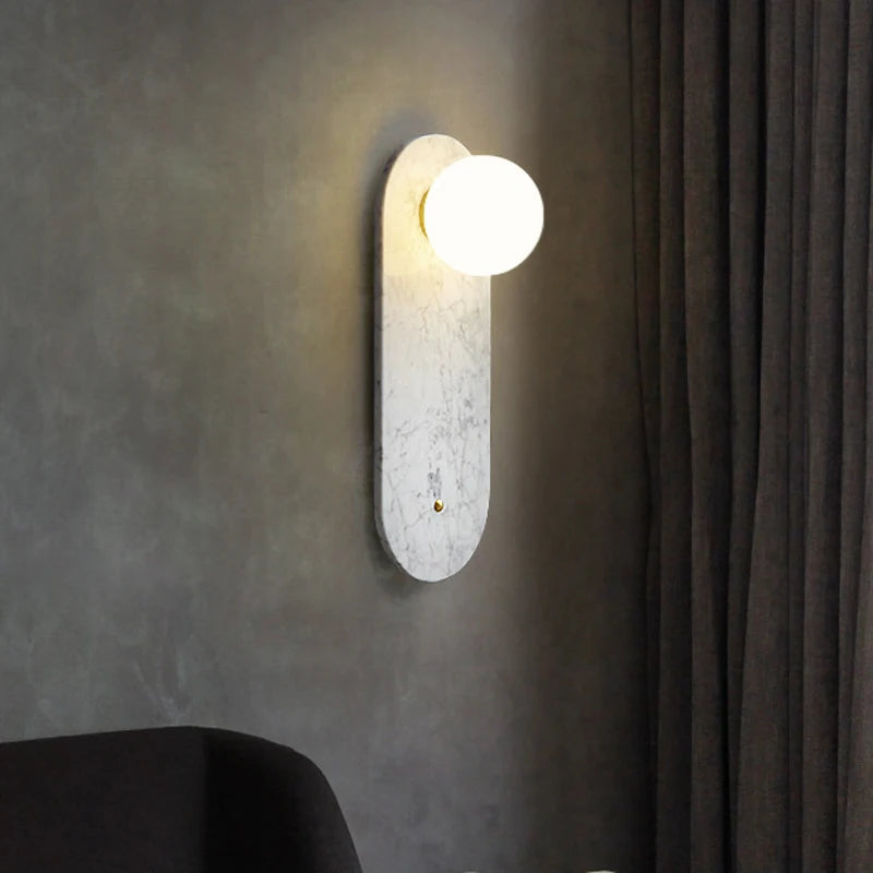applique murale nordique en marbre blanc pour éclairage de luxe - vue 5 sur 8