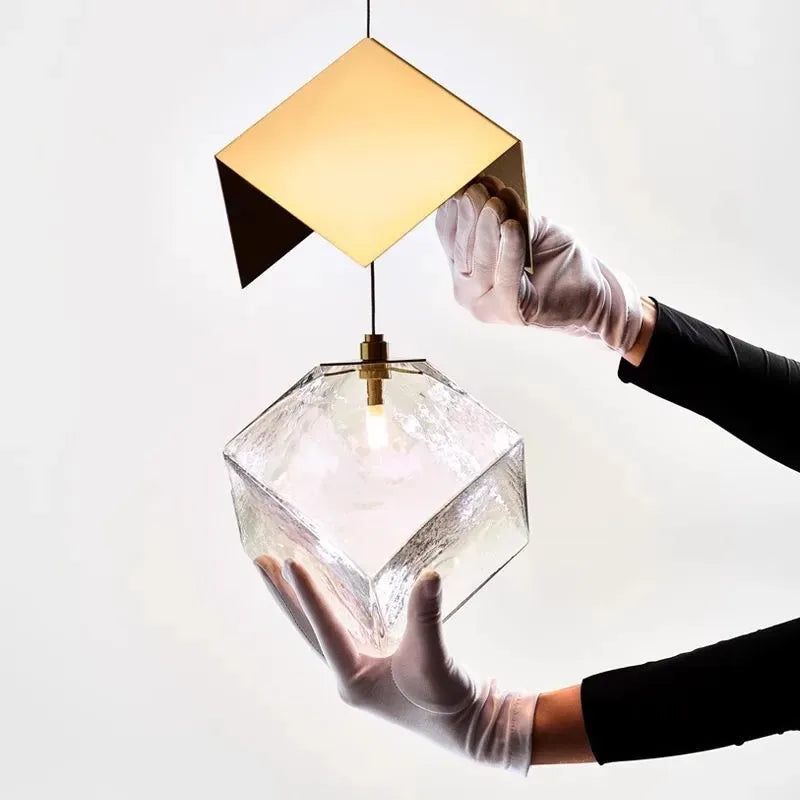 Scandinavia Magic Square Chandelier Crystal Box Pendant Lamp Ceiling Suspension Hanging Light for Loft Staircase Living Room - vue 4 sur 12