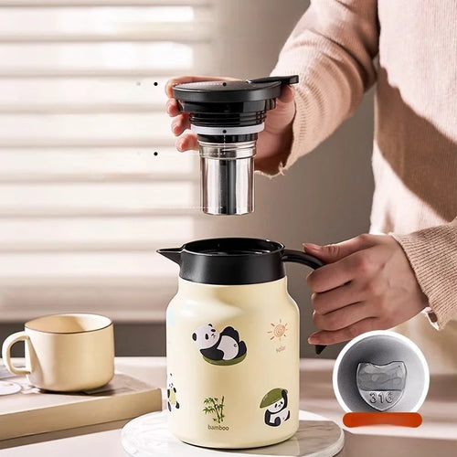 Théière isotherme panda grande capacité acier inoxydable maison
