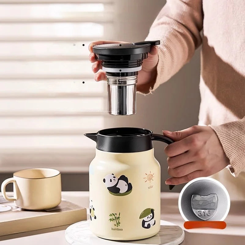 Théière isotherme panda grande capacité acier inoxydable maison - vue 4 sur 6
