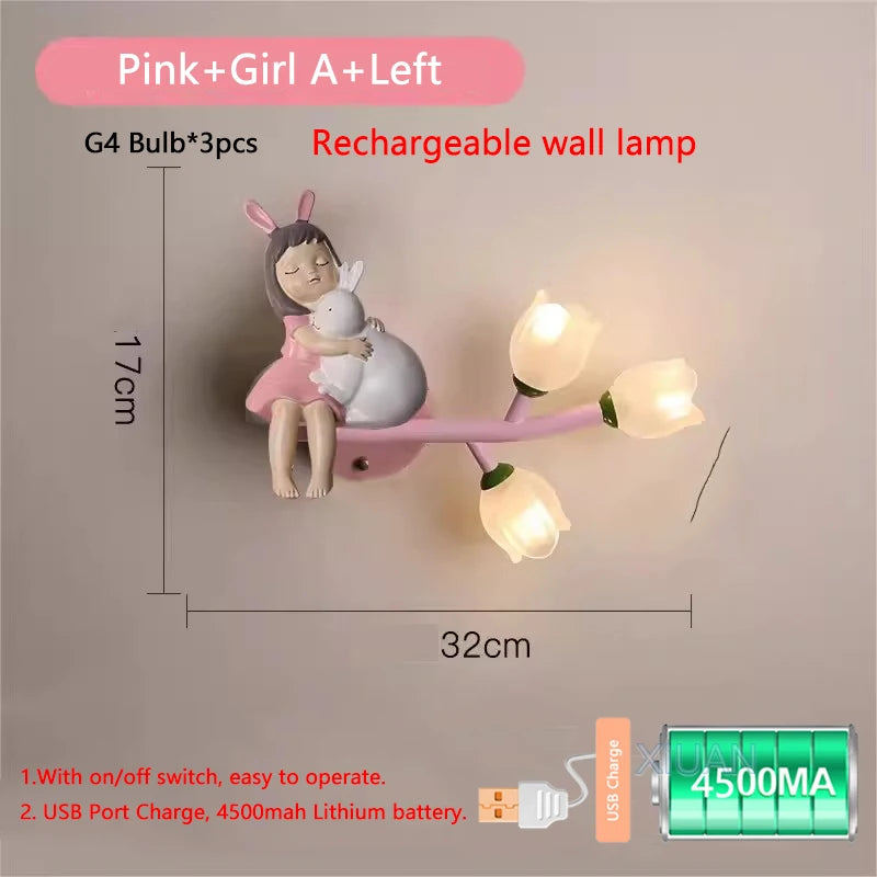 applique murale rechargeable en résine pour chambre d'enfant décorative - vue 11 sur 22