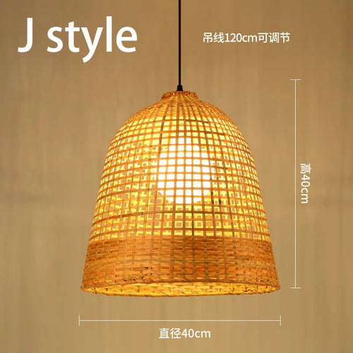 lustre style chinois fait main en bambou tissage pastoral vintage - vue 28 sur 30
