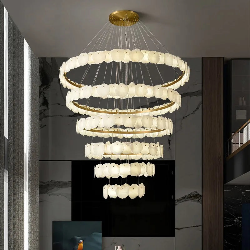 lustre en marbre naturel espagnol de grand luxe pour hôtel - vue 4 sur 15