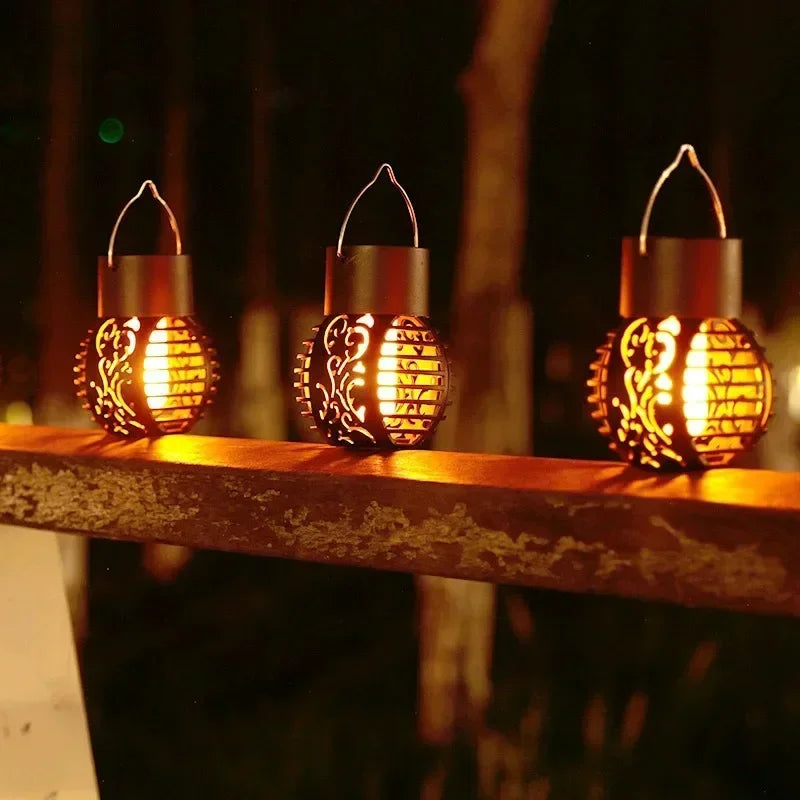 lampe solaire jardin flamme vacillante lanterne extérieure étanche - vue 4 sur 8