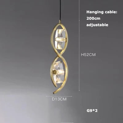 suspension en verre cristal art déco avec éclairage led - vue 11 sur 25