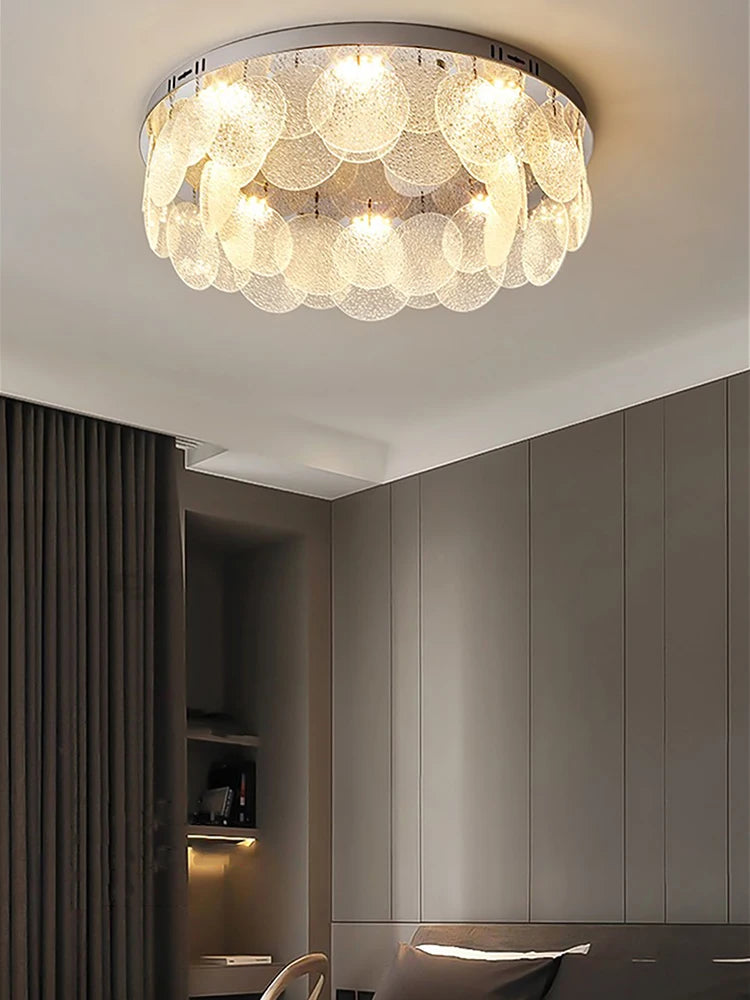 plafonnier rond en verre led luxe moderne - vue 5 sur 10