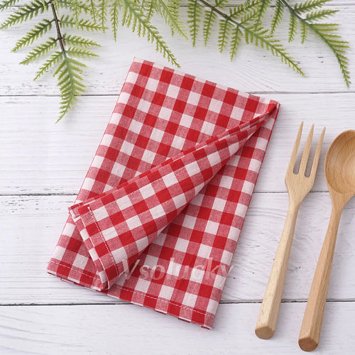 Serviette de table vichy coton style champêtre réutilisable - vue 6 sur 7