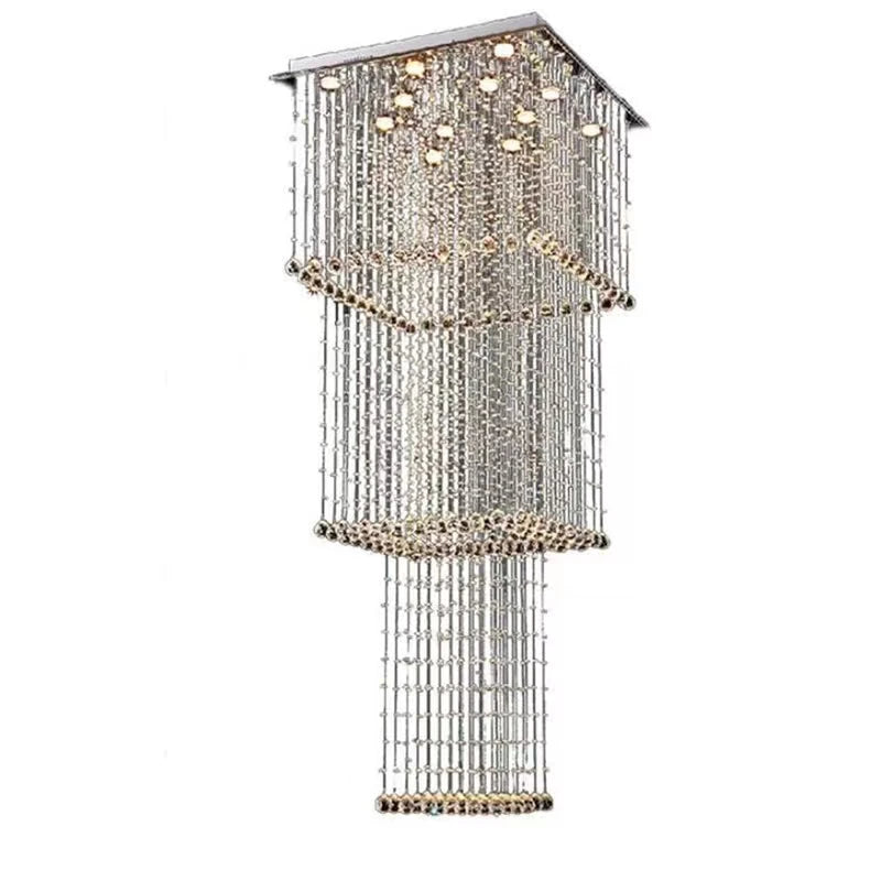 Duplex building, living room, large chandelier, square hotel villa, modern crystal hollow staircase, long chandelier - vue 7 sur 7