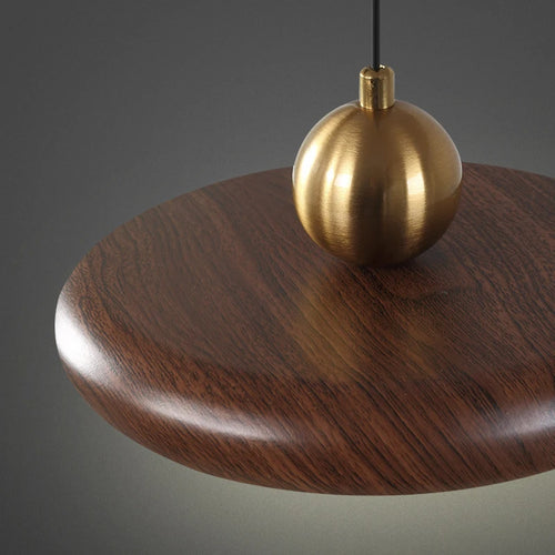 lustre en fer imitation grain de bois luminaire suspendu variable - vue 6 sur 7