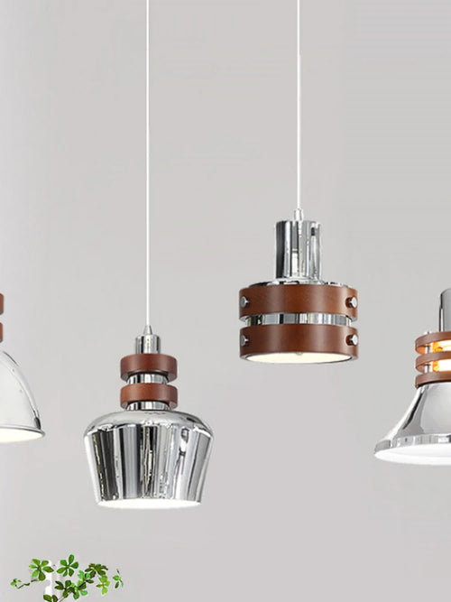 lustre en bois massif argenté pour intérieur rétro et moderne