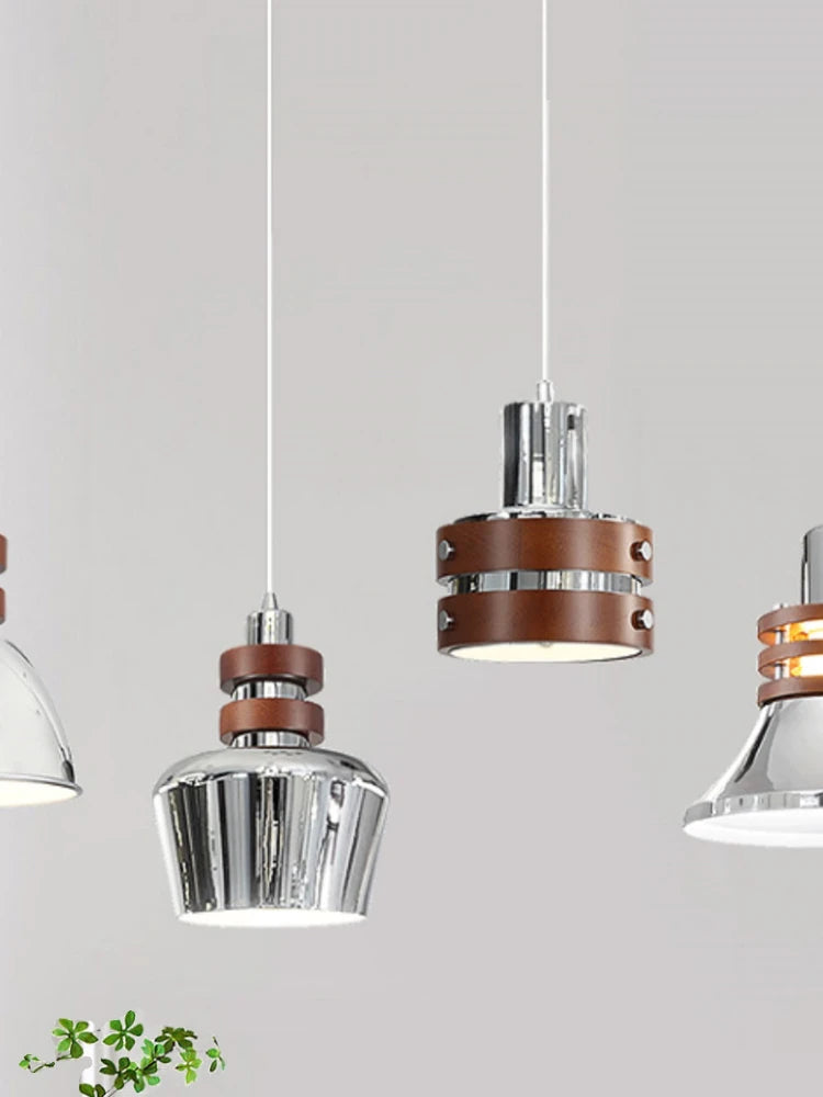 lustre en bois massif argenté pour intérieur rétro et moderne - vue 3 sur 10