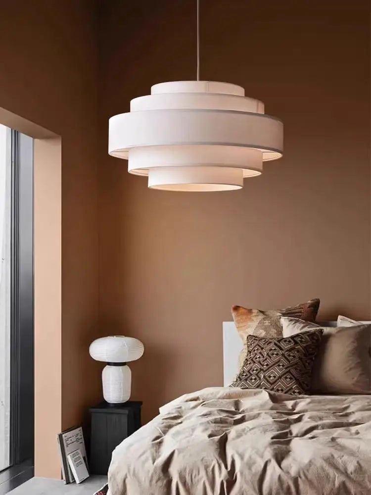 lustre à led en tissu style wabi sabi pour décoration intérieure - vue 5 sur 12