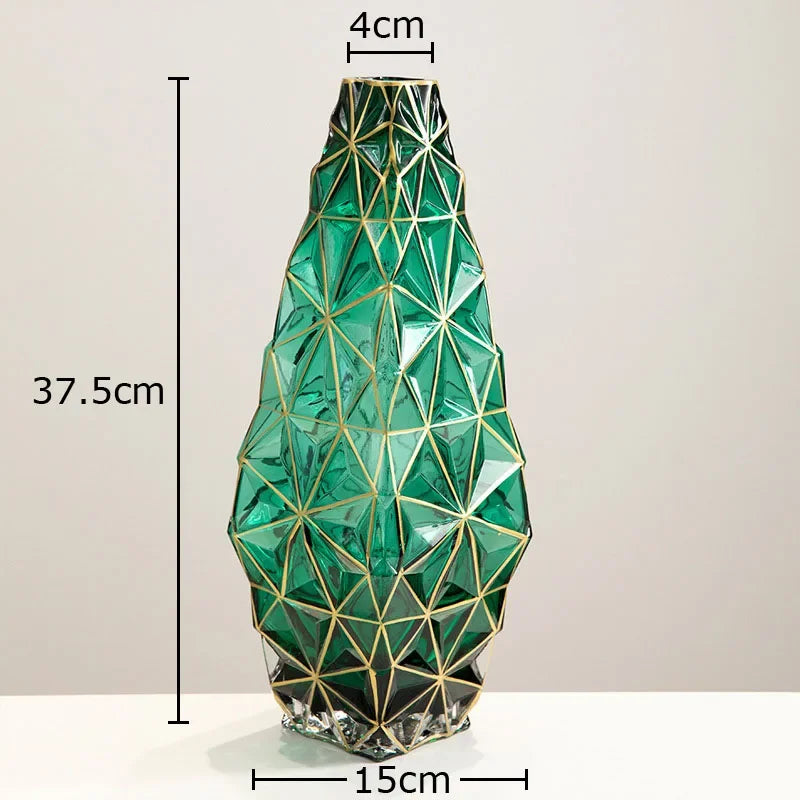 vase en verre rayé plaqué or pour décoration florale élégante - vue 8 sur 10