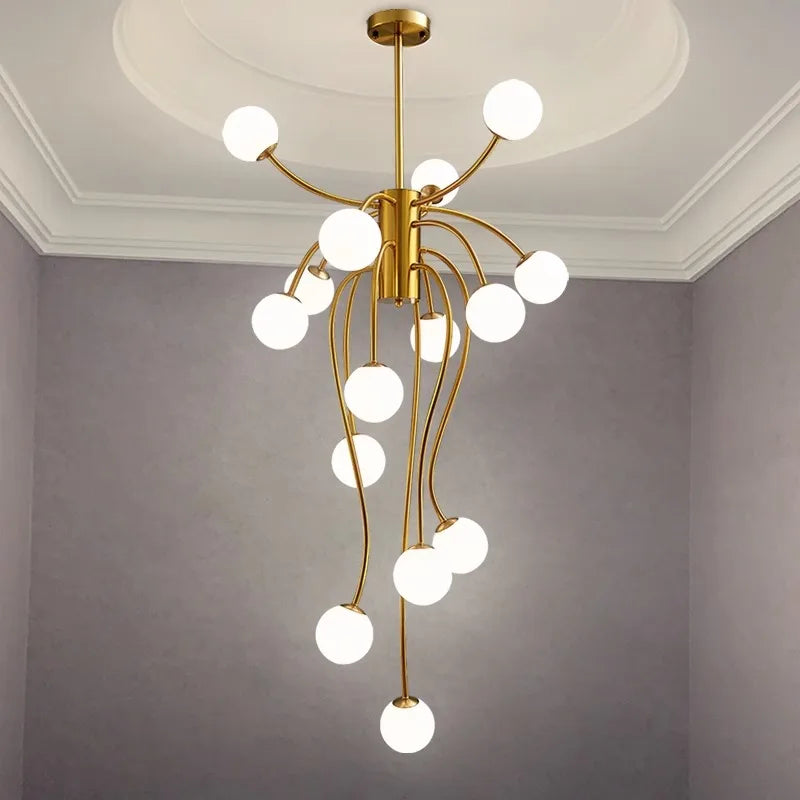 Nordic home decoration, stair chandelier, living room and dining room Pendant lights, ceiling light, indoor lighting - vue 4 sur 8
