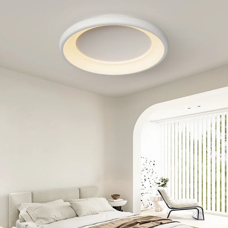 plafonnier rond moderne avec anneau extérieur décoratif - vue 4 sur 10