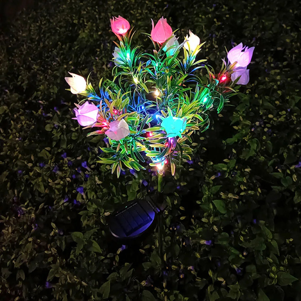 lampe solaire décorative pour jardin en forme de fleur lumineuse - vue 8 sur 8
