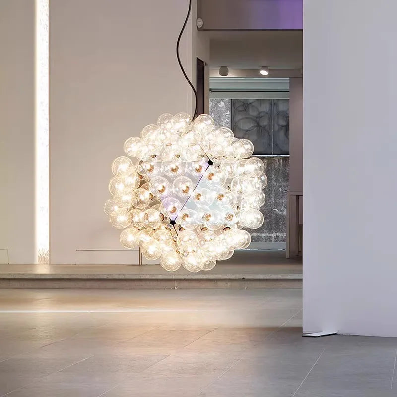 lustre à led en verre chromé et doré pour décoration intérieure - vue 11 sur 12