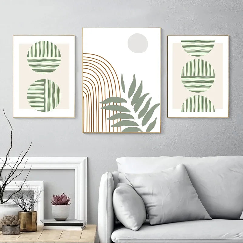 décoration murale abstraite boho géométrique en toile moderne - vue 5 sur 7
