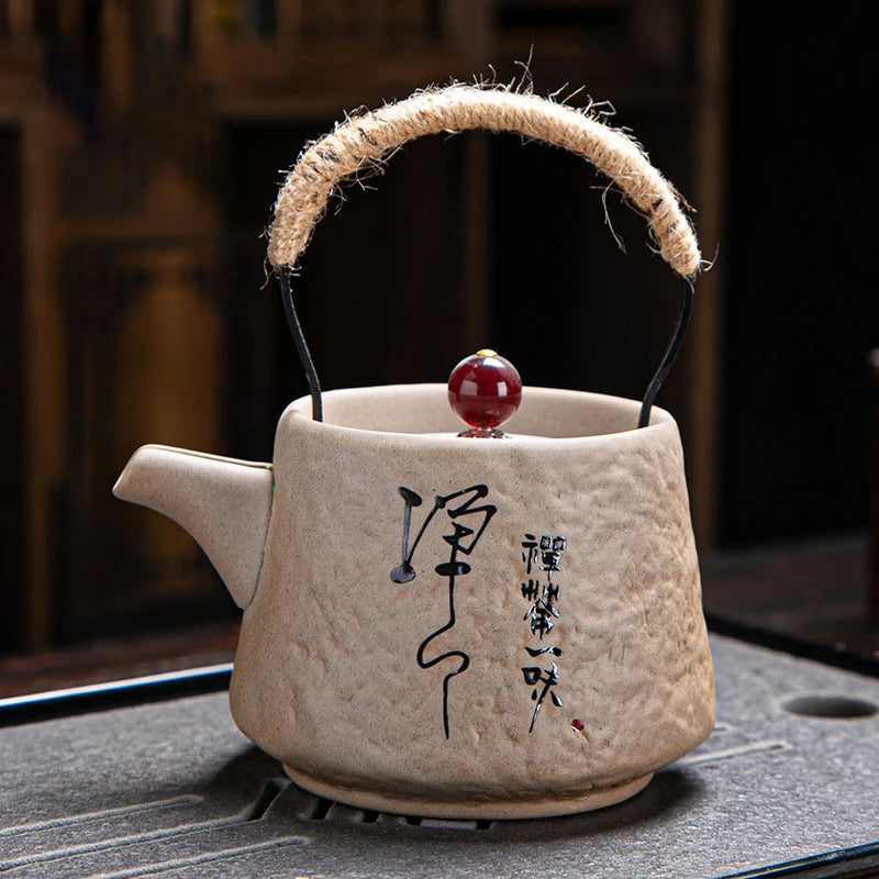 Service à thé japonais rétro céramique grain brut