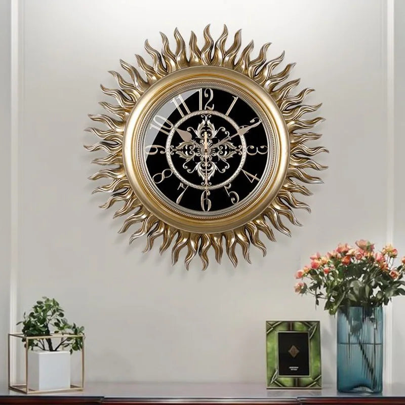 horloge murale européenne vintage silencieuse pour décoration élégante