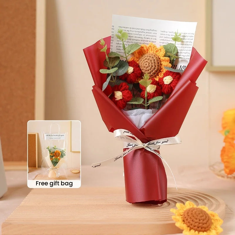 bouquet de tournesols au crochet fait main pour cadeaux et décorations - vue 10 sur 13