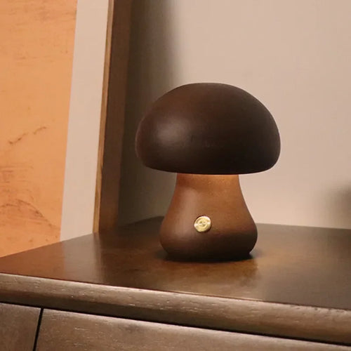 Lampe led champignon veilleuse en bois avec interrupteur tactile - vue 6 sur 11