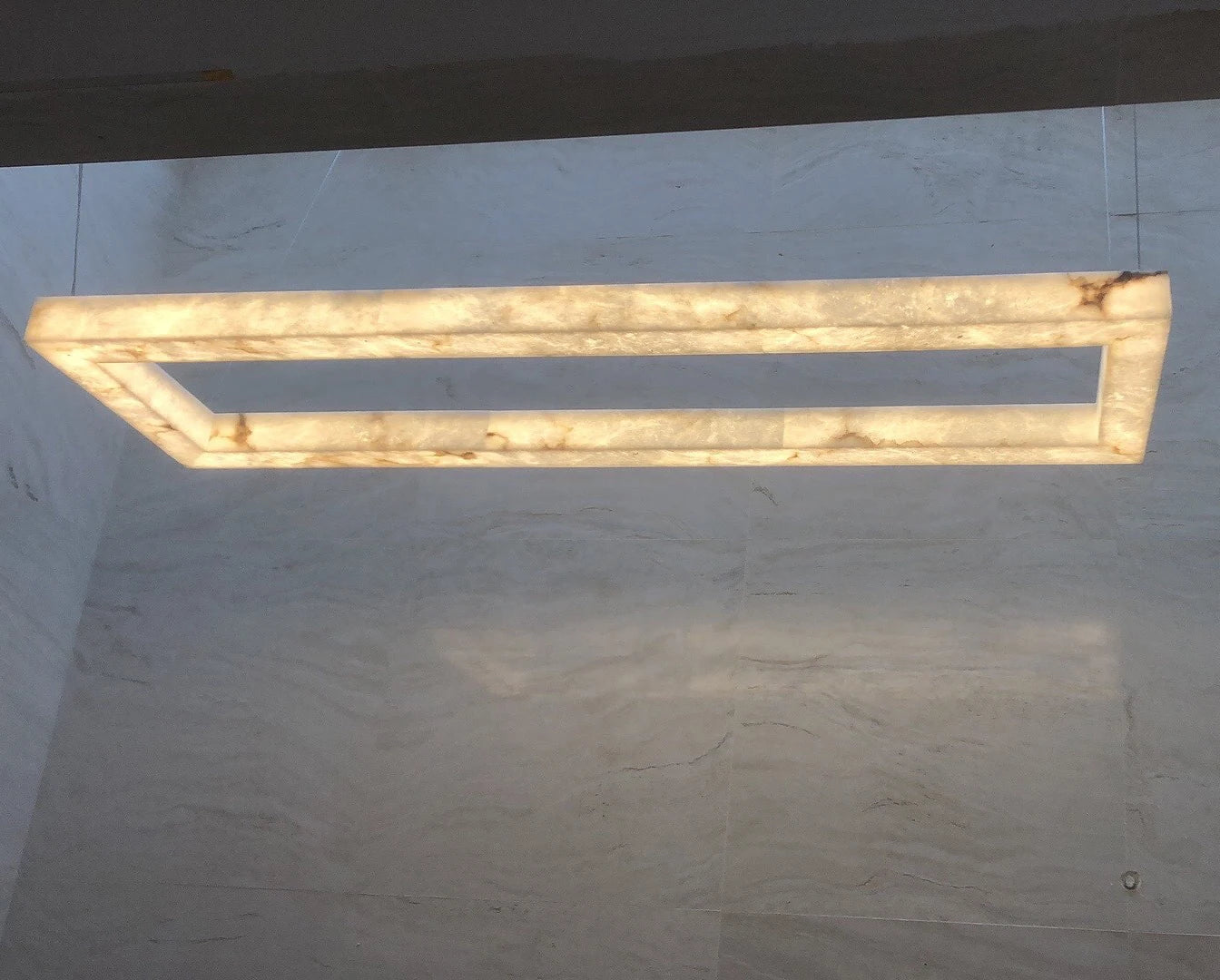 Lustre Rétro américain rectangulaire LED marbre noir plafond éclairage pour salle à manger - vue 6 sur 10
