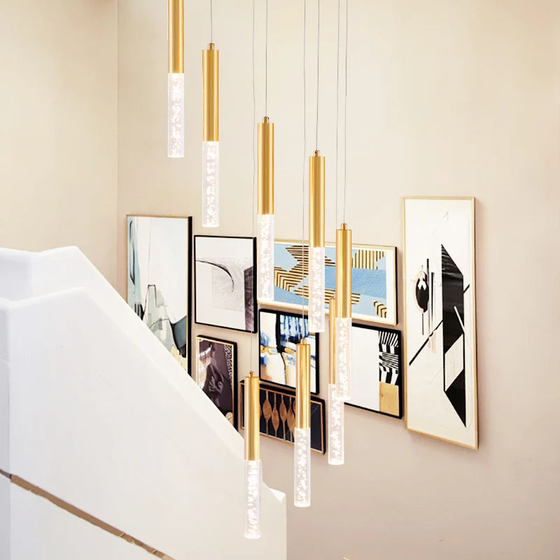 lustre en cristal led pour escalier moderne éclairage décoratif élégant - vue 6 sur 12