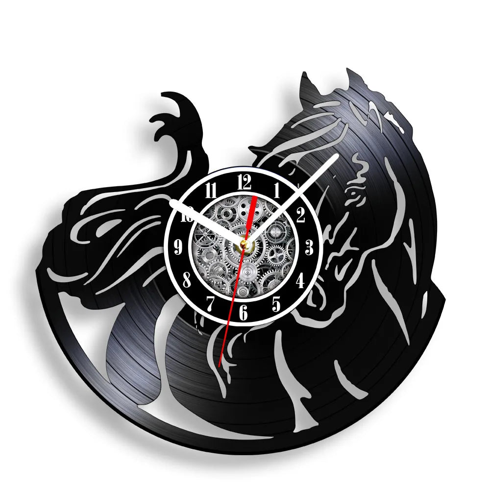 horloge murale vinyle cheval décoration équestre artisanale cadeau unique - vue 22 sur 22