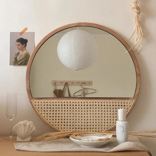 miroir de maquillage rétro style chinois suspendu décoratif pour intérieur - vue 3 sur 6