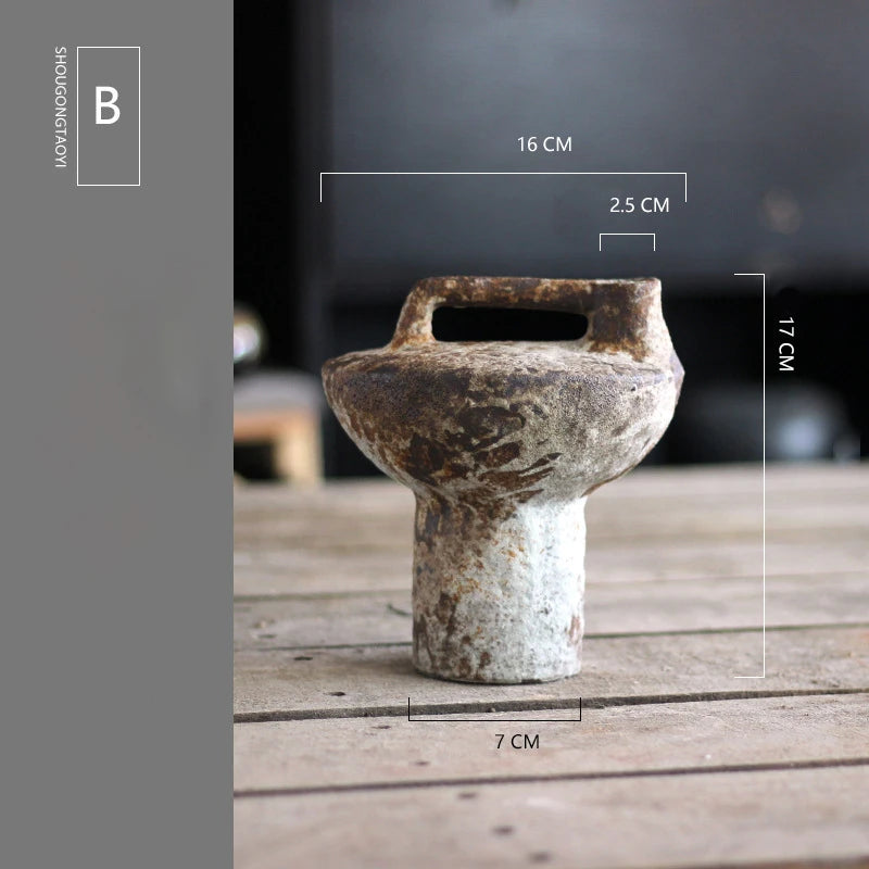 vase en céramique fait main style wabi-sabi pour fleurs séchées - vue 7 sur 7