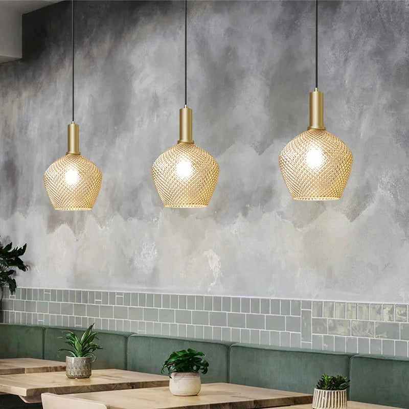 Pineapple Glass Pendant Light LED Retro Hanging  Lamps For Hall Facility Study Balcony Bar Restaurant Indoor Decoration Fixtures - vue 6 sur 10